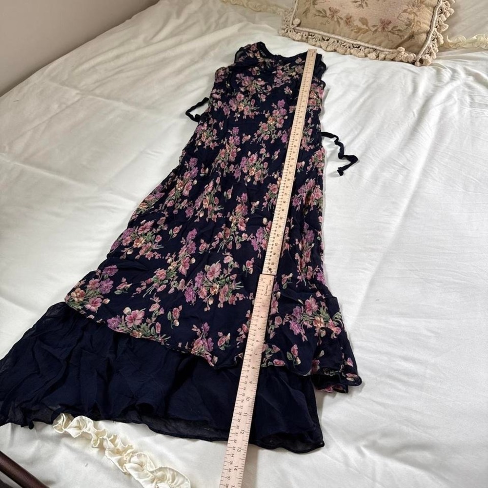 floral maxi dress  90s‎ Nostalgia blue floral maxi dress - Picture 3 of 7